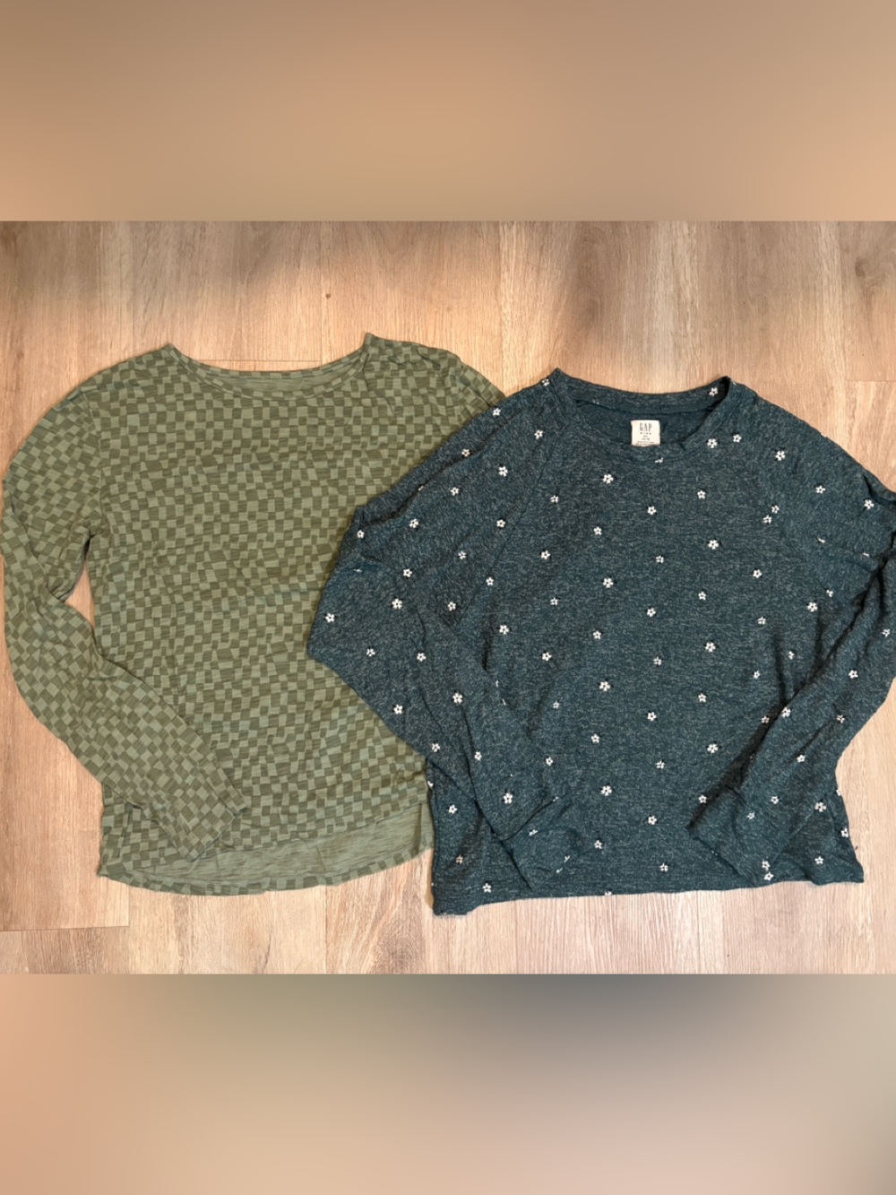 2 GAP Olive Green Checker Long-Sleeve shirts size XXL